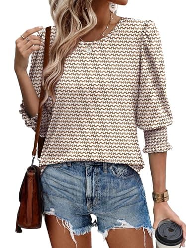 XIEERDUO Business Casual Outfits for Women Womens 3/4 Sleeve Tops and Blouses Work Blouses for Women 2025 Xl - Image 3