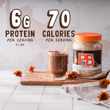 PBfit 30 Ounce Peanut Butter Powder Chocolate Flavor, Cocoa Powdered Peanut Butter Spread From Real Roasted Peanuts and Cocoa, 6g of Protein 7% DV, Gluten-Free, 70 calories, 88% less fat (Pack of 1) - Image 2