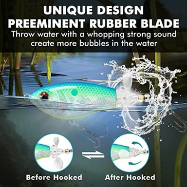 TRUSCEND Top Water Fishing Lures with BKK Hooks, Whopper for Freshwater or Saltwater, Floating Lure Bass Catfish Pike, Wobble Surface Bait Teasers Gifts Men - Image 4