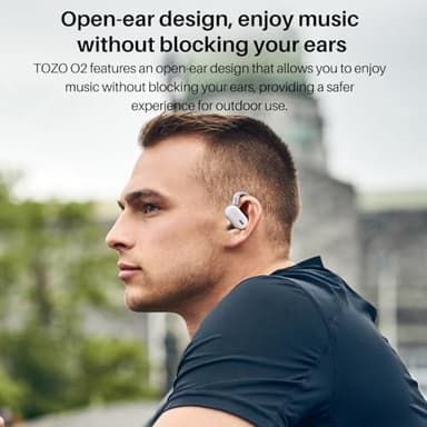 TOZO O2 True Open Ear Wireless Headphones Lightweight with Multi-Angle Adjustment, Bluetooth 5.3 Earbuds with Dual-Axis Design for Long-Lasting Comfort, Crystal-Clear Calls for Driving, White - Image 3
