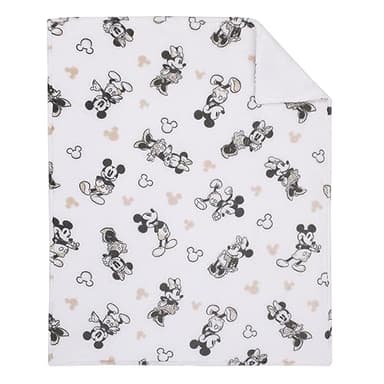 NOJO Disney Mickey and Minnie Mouse Black and White Super Soft Sherpa Baby Blanket - Image 5