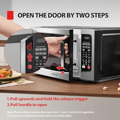 TOSHIBA EM131A5C-SS Countertop Microwave Ovens 1.2 Cu Ft with 12.4" Removable Turntable Smart Humidity Sensor, 12 Auto Menus Mute Function ECO Mode Easy Clean Interior, 1000W, Silver - Image 7