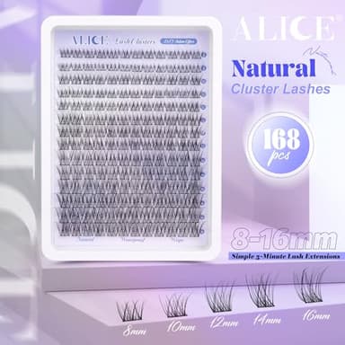 Natural Lash Clusters Wispy Cluster Eyelash Extensions 168pcs Individual Lashes 8-16mm C-Curly DIY Lash Extension Natural Look Soft Thin Band Cluster Lashes by ALICE - Image 2
