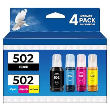 T502 502 Ink Refill Bottles ET-2850 ET-3850 Replacement for Epson 502 Ink Refill Bottles 4 Pack Compatible for Ecotank ET 2850 ET 3850 ET-4760 ET-2760 ET-3830 ET 15000 ET 4850 ET-3843 2750 Printer - Image 1