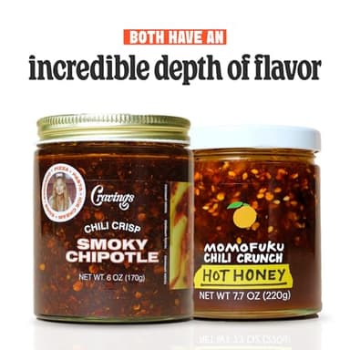 Cravings by Chrissy Teigen Chili Sauce Duo, Smoky Chipotle Chilli Crisp and Momofuku Hot Honey Chili Crunch, 13.7 oz (2 Pack) - Image 2