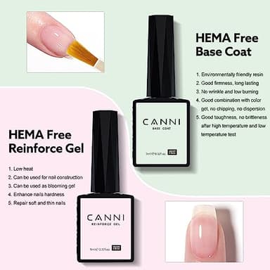 CANNI 6Pcs 9ml Hema-Free Nail Dehydrator Primer, Base Coat Reinforce Diamond Gel Top Coat and Matte Top Coat Gel Nail Polish Set, Soak Off LED Nail Gel Polish Set Nail Art Starter Manicure Salon - Image 6