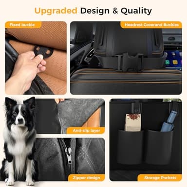 Dog Car Seat Cover for Back Seat,100% Waterproof Scratch Proof Nonslip Seat Cover,600D Heavy Duty Scratch Soft Dog Hammock for Car - Image 5