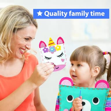 KRAFUN My First Sewing Kit for Beginner Kids Arts & Crafts, 7 Easy DIY Projects of Stuffed Animal Dolls and Plush Pillow Craft, Instructions & Felt, Gift for Girls, Boys, Learn to Sew, Embroidery - Image 6