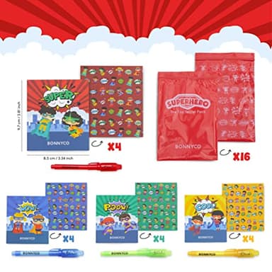 BONNYCO Invisible Ink Pen, Notebook Pack 16 Superhero Party Favors | Super Hero Party Favors for Kids Goodie Bags Stuffers Pinata Stuffers Classroom Prizes Return Gifts for Kids Birthday Student Gifts - Image 5