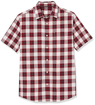 Amazon Essentials Short Sleeve Shirt for Men, Available in Big & Tall, Red White Plaid, 3X-Large - Image 6