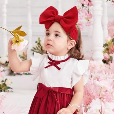 YanJie Infant, Newborn & Toddler Hair Accessories - Pretty Bow Headbands in Pink, Red & Blue - Image 3