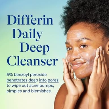 Differin Acne Face Wash with 5% Benzoyl Peroxide, Daily Deep Cleanser by the makers of Differin Gel, Gentle Skin Care for Acne Prone Sensitive Skin, 4 oz (Packaging May Vary) - Image 3