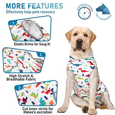 AOFITEE Dinosaur Dog Recovery Shirt - Anti Licking Onesie Jumpsuit for Female Dogs After Spay Surgery, Abdominal Wounds, E-Collar Alternative - 6X-Large - Image 3