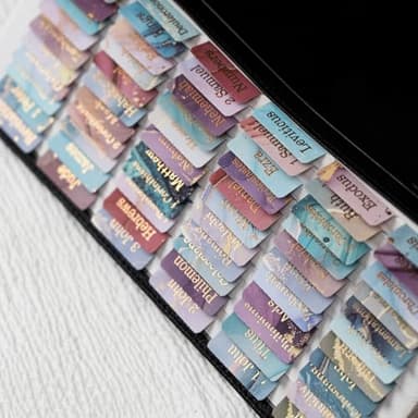 UPAFEXXI-Laminated Bible Tabs (Gold Foil Embossed Lettering), Bible Tabs for Women and Men, Reposition Large Print Stickers, Easy to Read and Apply, 80 Chapters Labels for Easy Navigation - Image 4