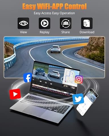 Dash Cam Front and Rear, 4K+1080P Dual Dash Camera for Cars with 5G WiFi, Built-in 32GB Card, Night Vision, G-Sensor, 24H Parking Mode - Image 3