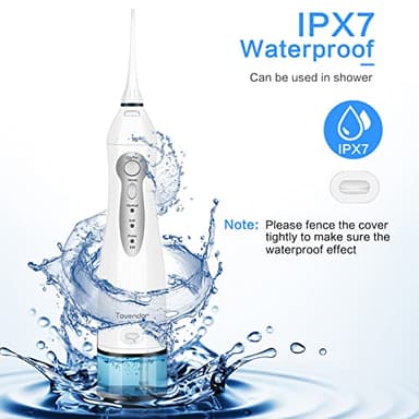 TOVENDOR Electric Water Flosser, Cordless Rechargeable Dental Oral Irrigator IPX7 Waterproof 300ML Travel Water Teeth Cleaner with 5 Tips for Braces Care Teeth Gums Cleaning, Home Office Daily Use - Image 9