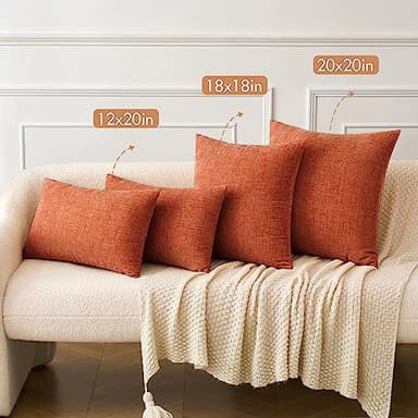 MIULEE Pack of 2 Couch Throw Pillow Covers 18x18 Inch Fall Soft Burnt Orange Chenille Pillow Covers for Sofa Living Room Solid Dyed Pillow Cases - Image 5