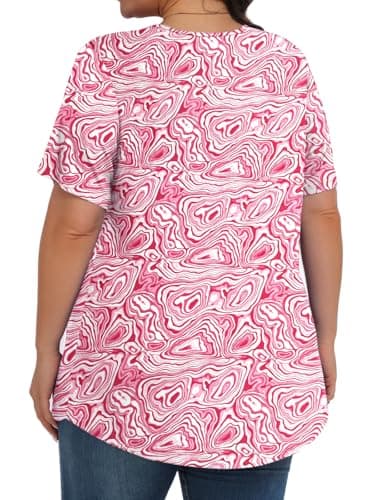 Womens Plus Size Tops Tunic Short Sleeve Crew Neck Shirts Casual Soft Blouse Zebra Powder 2X - Image 4