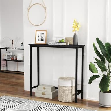 HollyHOME Narrow Console Table, 29.5" Slim Entryway Table, Sofa Stand, Hallway Shelf for Hallway, Bedroom, Living Room, Foyer, Black - Image 6
