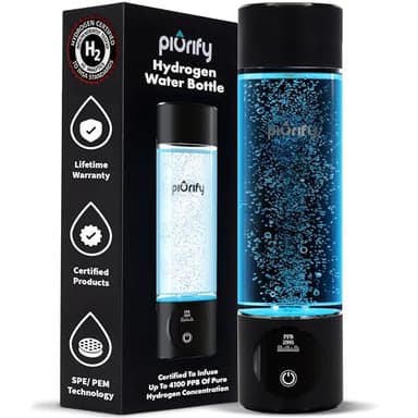 Hydrogen Water Bottle Generator - Up to 4100+ PPB - SPE/PEM Technology - Certified H2 Generator - Portable Athletic Performance & Hydration System - 6-Hour Hydrogen Retention, 10 oz (Black) - Image 1