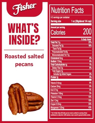 Fisher Snack Roasted Salted Pecans, 4.5 oz (Pack of 1), Mammoth Salted Pecans in Resealable Pouch, Perfect for Gifting or Personal Enjoyment, Crunchy, and Irresistibly Roasted - Image 2