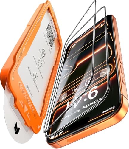 NeverBreak 9H+ Hardness for iPhone 17 Pro Max Screen Protector 12FT Military Grade Protection (Scratch, Shatter, Drop Resistance) Tempered Glass Full Edge Coverage 6.9", 2 Pack with De-Bubble Card - Image 1