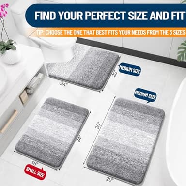 OLANLY Bathroom Rug Mat 30x20, Extra Soft and Absorbent Microfiber Bath Rugs, Non-Slip Plush Shaggy Bath Carpet, Machine Wash Dry, Bath Mats for Bathroom Floor, Tub and Shower, Light Grey - Image 2