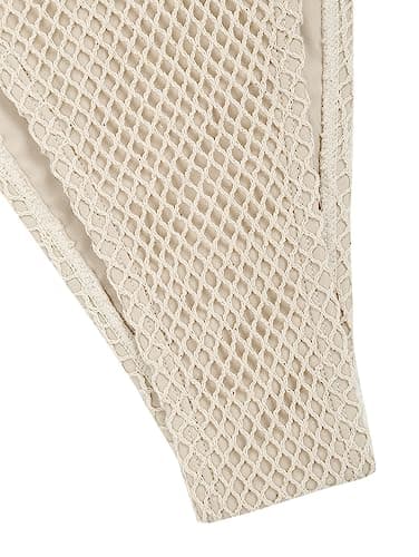 ZAFUL Women's Triangle Bikini Multiway Fishnet Tie Side Bandeau Halter String Bikini Set Two Piece Swimsuit Bathing Suits (1-Light Coffee, S) - Image 5