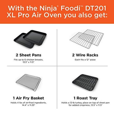 Ninja Air Fryer & Toaster Oven | Foodi Series, XL Pro Air Oven Kitchen Countertop Convection | 10-in-1 Functions | Fits a 5-lb Chicken & Sheet Pan of Vegetables | 1800 Watts | Stainless Steel | DT201 - Image 9