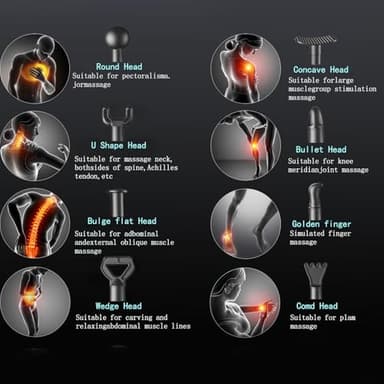 Massage Gun Deep Tissue,Percussion Back Massager Gun for Athletes Muscle Massage Gun for Pain Relief with 8 Massage Heads & 20 Speeds (Matte Black) - Image 7