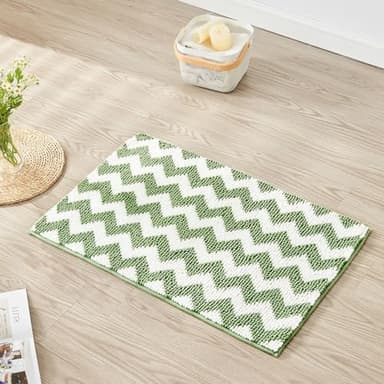 CozeCube Chenille Bathroom Rugs 36" x 24", Soft Microfiber Chevron Bath Mats for Bathroom, Non Slip Shaggy Bath Rugs Machine-Washable, Plush Absorbent Shower Mat, Sage Green - Image 7