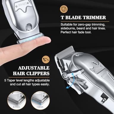 Ufree Hair Clippers for Men Professional, Barber Clippers and Trimmers Set, Cordless Hair Clippers for Hair Cutting Kit with LED Display, Electric Hair Trimmer, Gifts for Men, Silver - Image 2