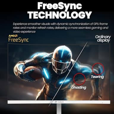 CRUA 24" Curved Gaming Monitor, 165Hz/200Hz Computer Monitor, FHD 1920x1080, 120% sRGB, AMD FreeSync, Blue Light Filter, for Gaming & Office, Wall Mountable- White - Image 5