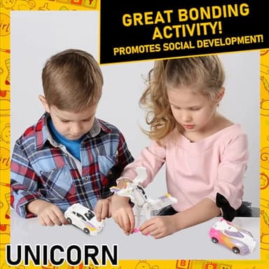 SOYUOI Ultimate Transforming Unicorn Car Toy - Collision to Magical Unicorns!2Pcs Transforming Car-Robot for Kids, Automatic Deformation of Magnetic Connections. Suitable for Boys and Girls Birthday - Image 5