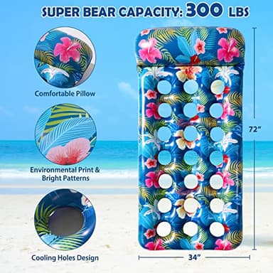 Inflatable Pool Floats Raft - Oversized for Adults, Cooling Pool Float Contour Lounger with Headrest for Swimming Pool, Lake, Summer Party Float - Image 5