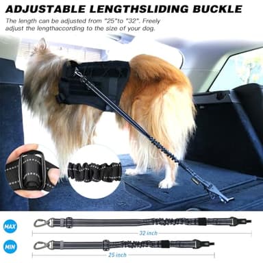 AUBELL Dog Seat Belt for Car,Updated 3-in-1 Adjustable Reflective Bungee Heavy Duty Dog Car Harness Tether with Clip Hook Latch & Buckle,Swivel Zinc Alloy Carabiner,Black - Image 6