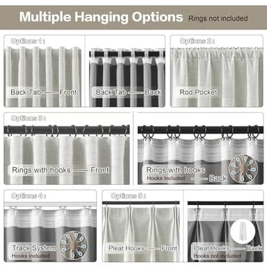 RAIN CITY Natural Blackout Curtains 90 Inch Long 2 Panels Set,Back Tab/Rod Pocket/Pleated Look with Hooks,Linen Blend Textured Boho Black Out Sunblock Summer Drapes for Living Room 50W x 90L - Image 3