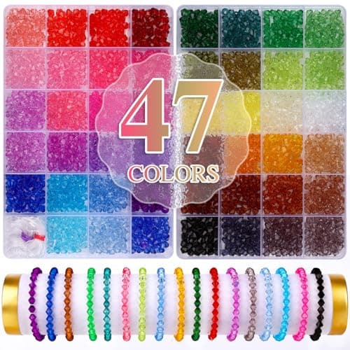 XSEINO 3760 Pieces 6mm Crystal Beads for Jewelry Making, 47 Colors Crystal Acrylic Beads for Bracelets Jewelry Making and DIY Crafts - Image 1