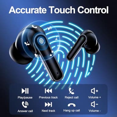 HUIFU Ear Buds Wireless Earbuds - Bluetooth Headphones 40H Playtime LED Display Deep Bass Stereo in-Ear Earphones with IPX7 Waterproof for iPhone Android Phone Tablet Laptop, Black - Image 5