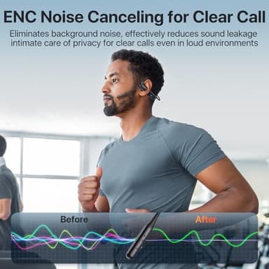 CPTEA Bluetooth Headset with Microphone, Open Ear Headphones, Dual Connect Bluetooth 5.4 Headphones with Noise Cancelling & Mute, Wireless Headset with Mic for Work, Mobile, Tablets, Laptops - Black - Image 3