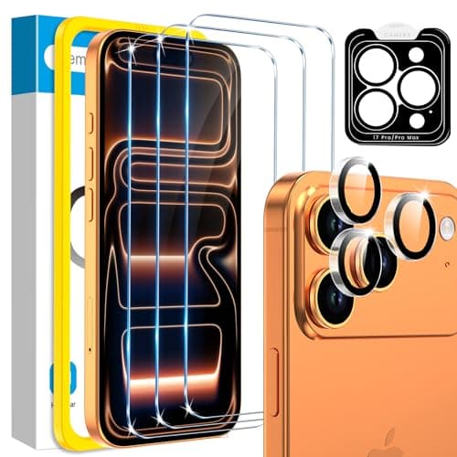Fotbor Compatible for 3 Pack iPhone 17 Pro Max Screen Protector with 1 Set Camera Lens Protector, 2025 Upgrade 9H+ Premium Tempered Glass 17 Promax, Easy Installation Kits, 6.9 inch