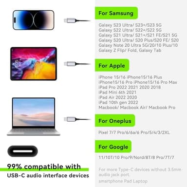 USB C Headphones for Samsung S23 FE S22 S21 S20 A53 A54 Wired Earbuds Metal in-Ear Type C Earphone with Microphone Volume Control Bass Stereo for iPhone 15 Pro Max iPhone 16 Pro Max Pixel 6 6a 7a 8 5 - Image 8