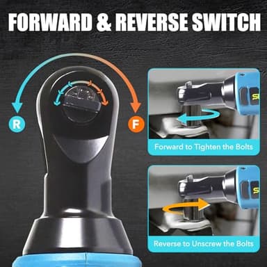 SPICIMOMO 80N.m Electric Ratchet Wrench Set with 2 Batteries 21V 2.0Ah, High Torque Power Socket Wrench for Automotive & Mechanical Repairing, Heavy Duty Cordless Ratchet Includes 6 Socket, LED Light - Image 4