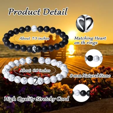 MAIBAOTA Anniversary Romantic Gifts for Men Women, Matching Couple Bracelets for Boyfriend Girlfriend Husband Wife, Wedding Ideas for Him Her - Image 4
