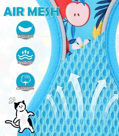 Halypet Cat Harness and Leash Set[MAX Safety 4th-Gen] Cute Escape Proof Vest Harness for Girl&Boy Cat Walking, Comfortable Adjustable Leash and Reflective Strips for Outdoor Kitten, M Azure Floral - Image 7