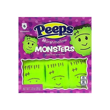 Needzo Peeps Marshmallow Candy Halloween Fun Shaped Peep Marshmallows, Green Frankenstein Monster Candies, 6 Count (Pack of 3) - Image 3