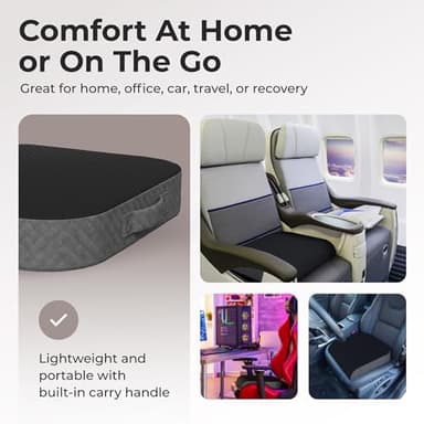Kölbs Extra Large Seat Cushion, Stylish Plush Velvet Cover, X-Large Memory Foam for Office Chair, Floor Pillow, Cushion Back Pain Coccyx Pain Relief, Carry Handle (Extra Large) - Image 5