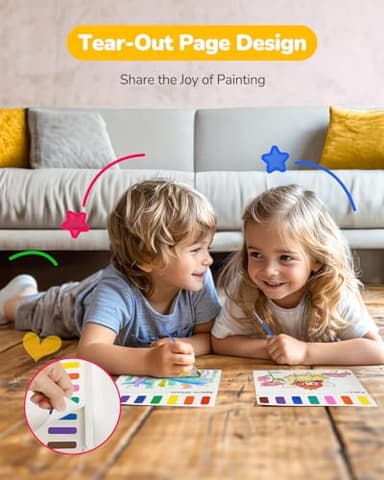TECJOE 3 Pack Paint with Water Coloring Books for Toddlers, Watercolor Painting Set with 6 Brushes, Travel Activities for Kids Ages 1-3 4-8, Birthday Gifts Arts & Crafts Toy, Princess, Forest & Sea - Image 7
