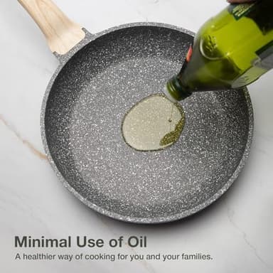 CAROTE Non Stick Frying Pans,Nonstick Granite Fry Pan Egg Pan Omelet Pans, Stone Cookware Chef's Pan, PFOA Free, Black Granite, 8"+10"+12” - Image 6