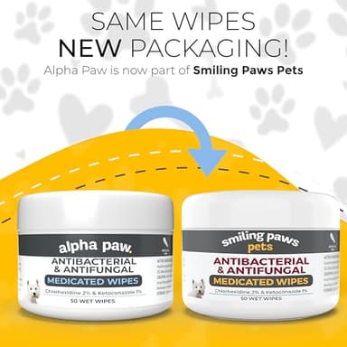 Smiling Paws Pets - Antibacterial & Antifungal Wipe for Dogs & Cats - Contains Ketoconazole & Chlorhexidine - Skin Treatment for Yeast Infection, Ringworm, Pyoderma, Bacteria & Fungus - 50ct (2 Pack) - Image 2
